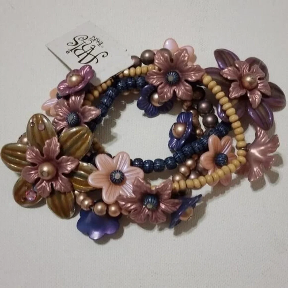 Treska flower beaded bracelet‎ bundle lot new!!!
